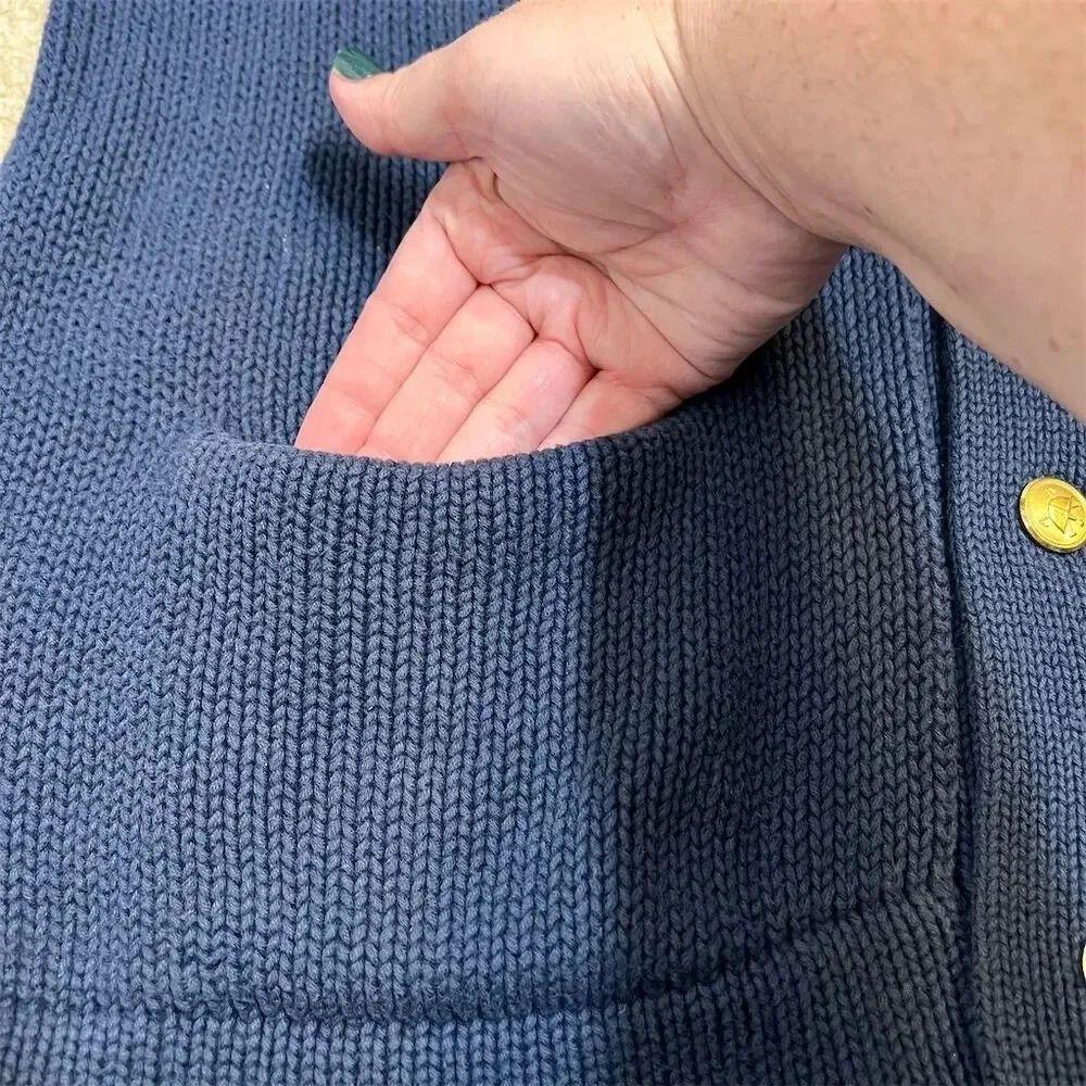 Polo Ralph Lauren Men's Vintage Blue Cardigan Sweater Size M Gold Buttons - Picture 9 of 13